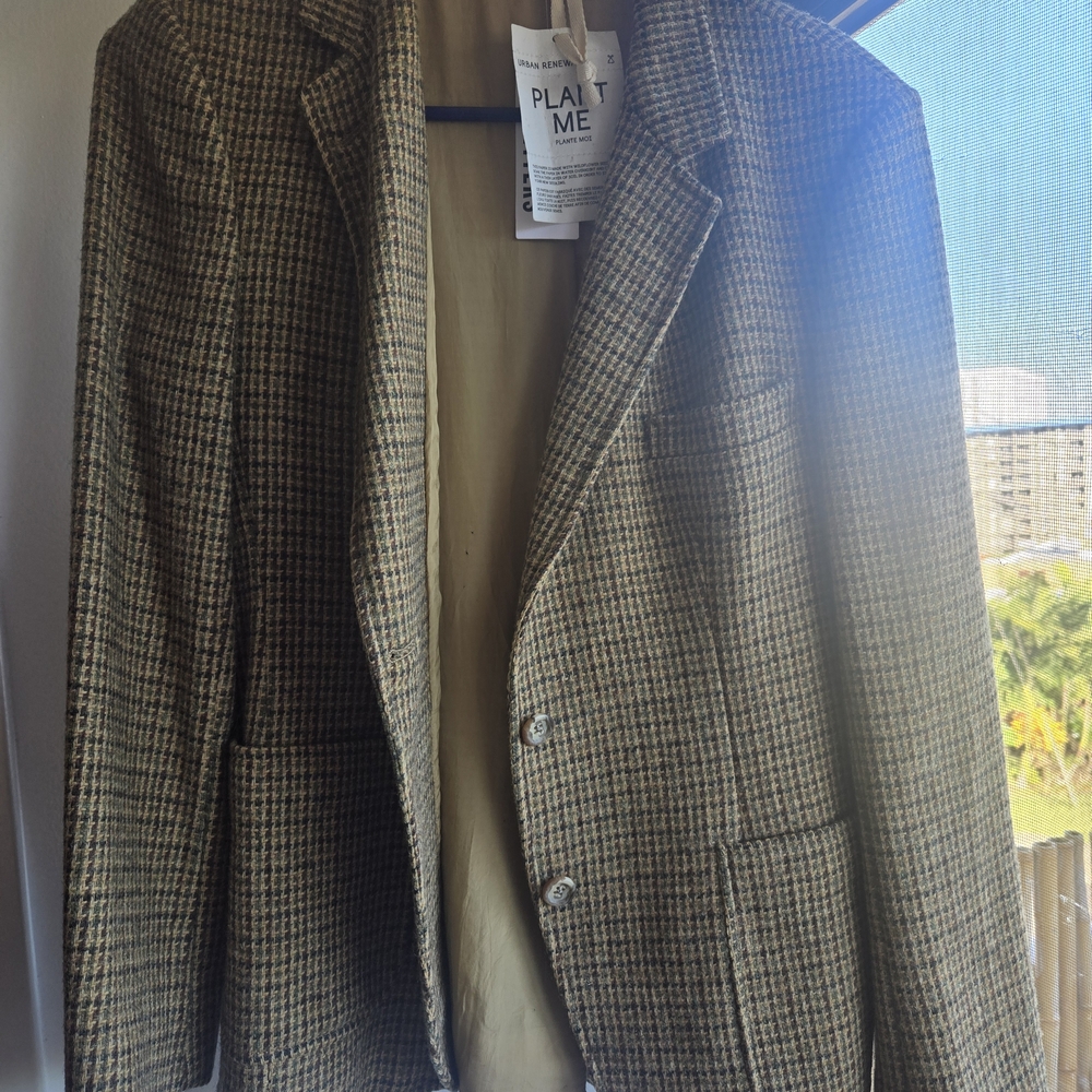 Plaid Men's Blazer - Brown Checkered